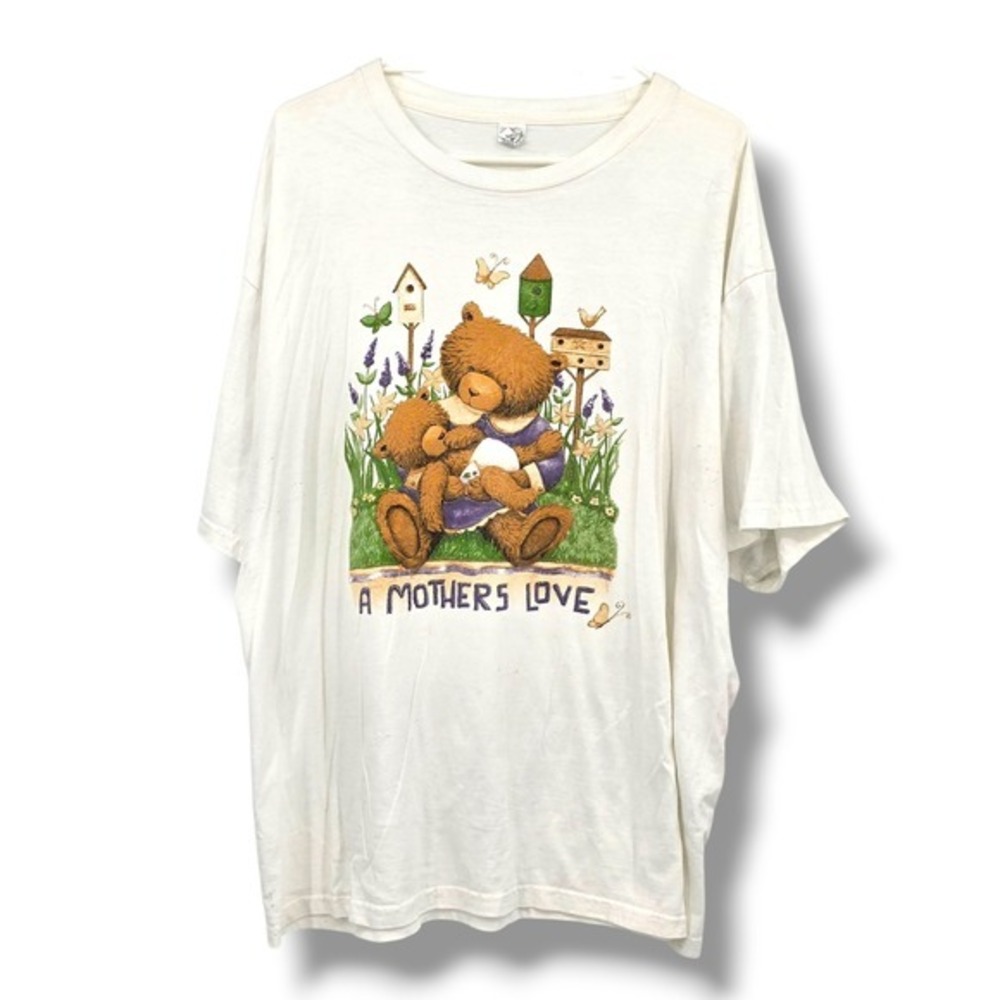 Vintage‎ A Mothers Love Teddy Bear Birdhouse Graphic T-Shirt 2XL White